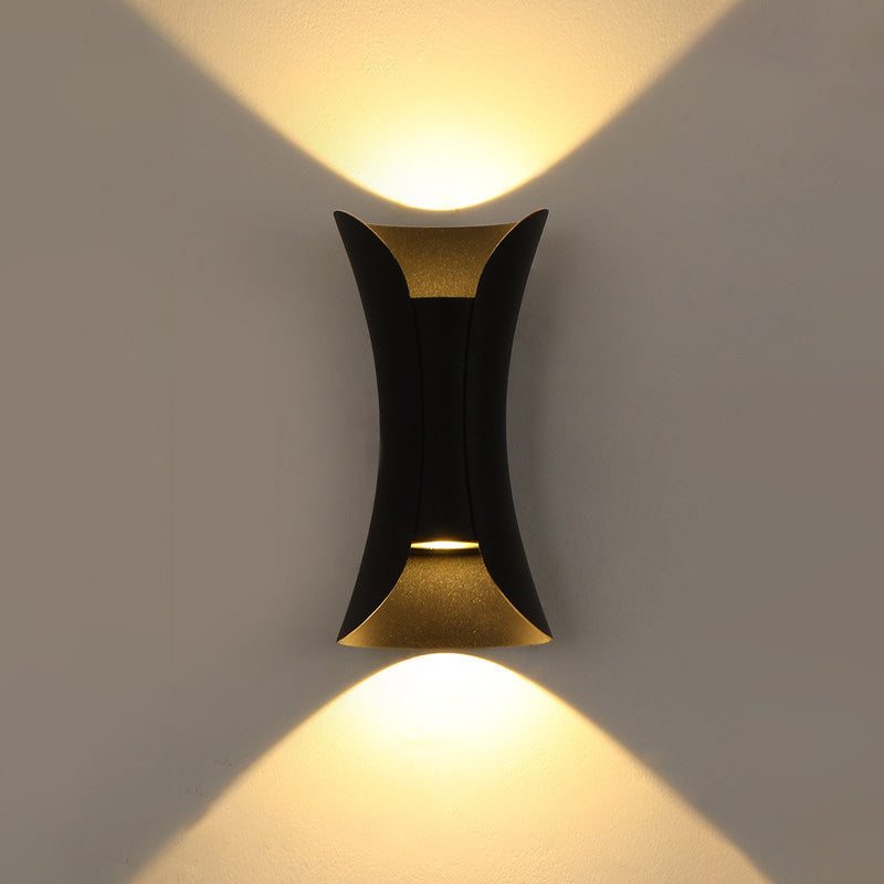 Modern Style Aluminum Wall Mounted Light Fixture 2-Lights Curved Sconce Lighting