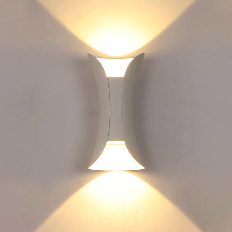 Modern Style Aluminum Wall Mounted Light Fixture 2-Lights Curved Sconce Lighting