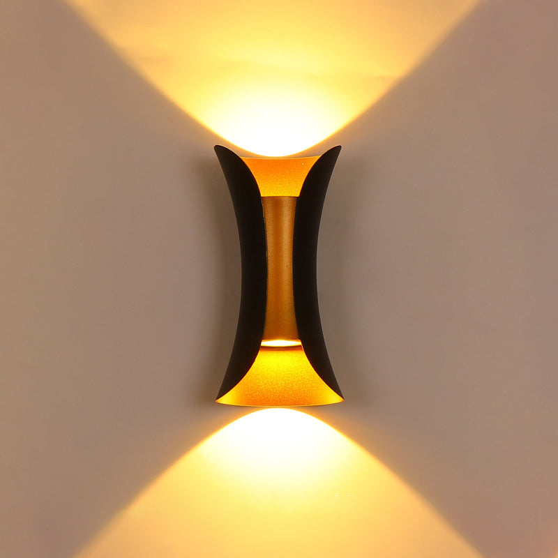 Modern Style Aluminum Wall Mounted Light Fixture 2-Lights Curved Sconce Lighting