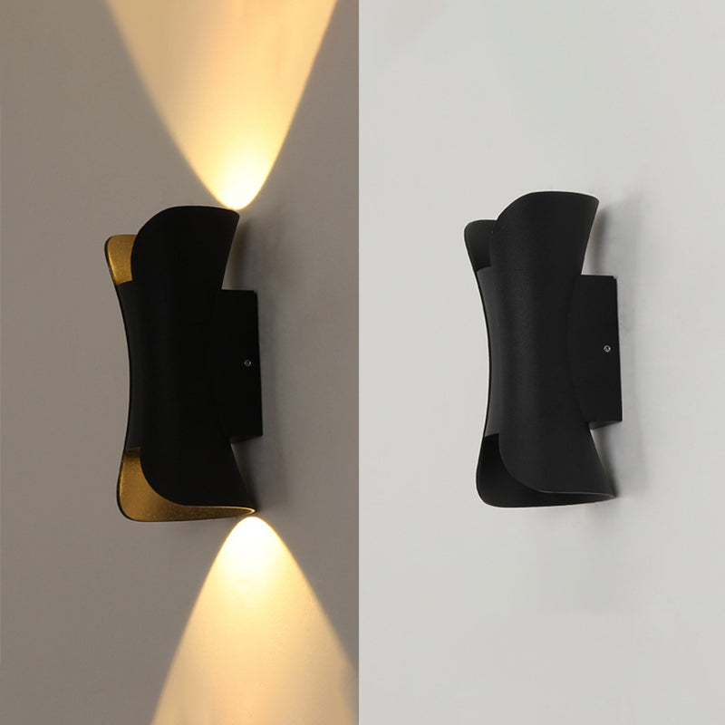 Modern Style Aluminum Wall Mounted Light Fixture 2-Lights Curved Sconce Lighting