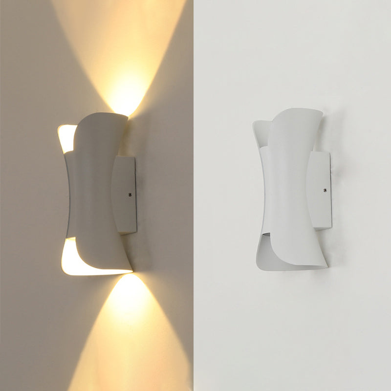 Modern Style Aluminum Wall Mounted Light Fixture 2-Lights Curved Sconce Lighting