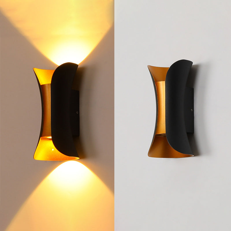 Modern Style Aluminum Wall Mounted Light Fixture 2-Lights Curved Sconce Lighting