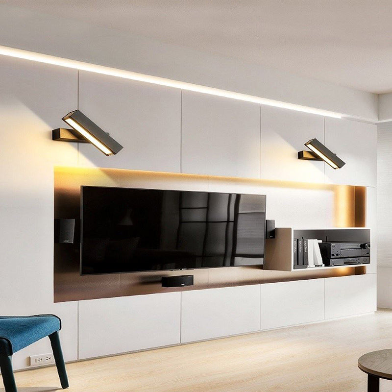 Hölzerne rechteckige LED -Wandleuchten in der modernen Einfachheit Schmiedeeisenwandlampe mit Acrylschatten