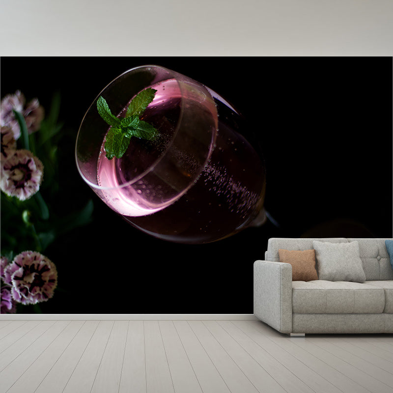 Glass of Wine Mural for Reustarant Bar Wall Decor, Custom Size Available