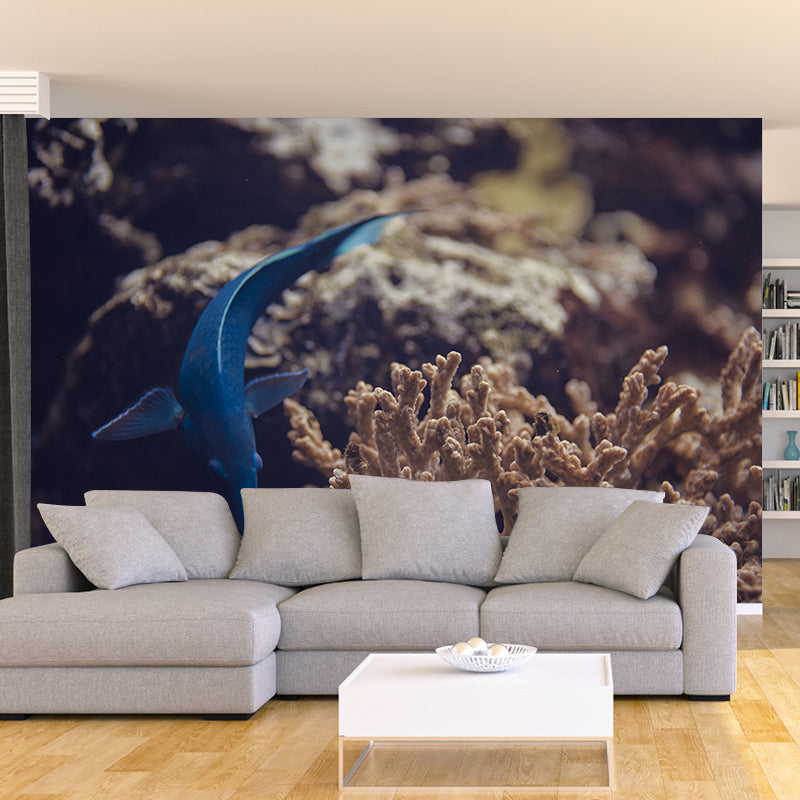 Seabed Swimming Creatures Mural Wallpaper Moisture-Resistant Wall Covering for Home