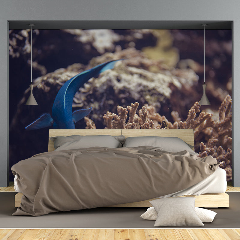 Seabed Swimming Creatures Mural Wallpaper Moisture-Resistant Wall Covering for Home