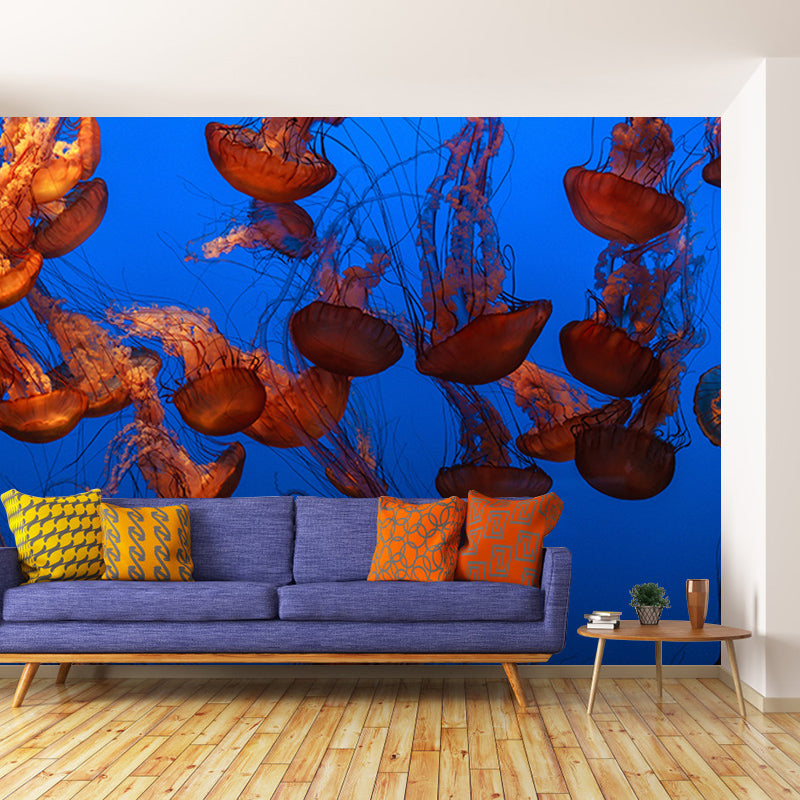 Seabed Swimming Creatures Mural Wallpaper Moisture-Resistant Wall Covering for Home
