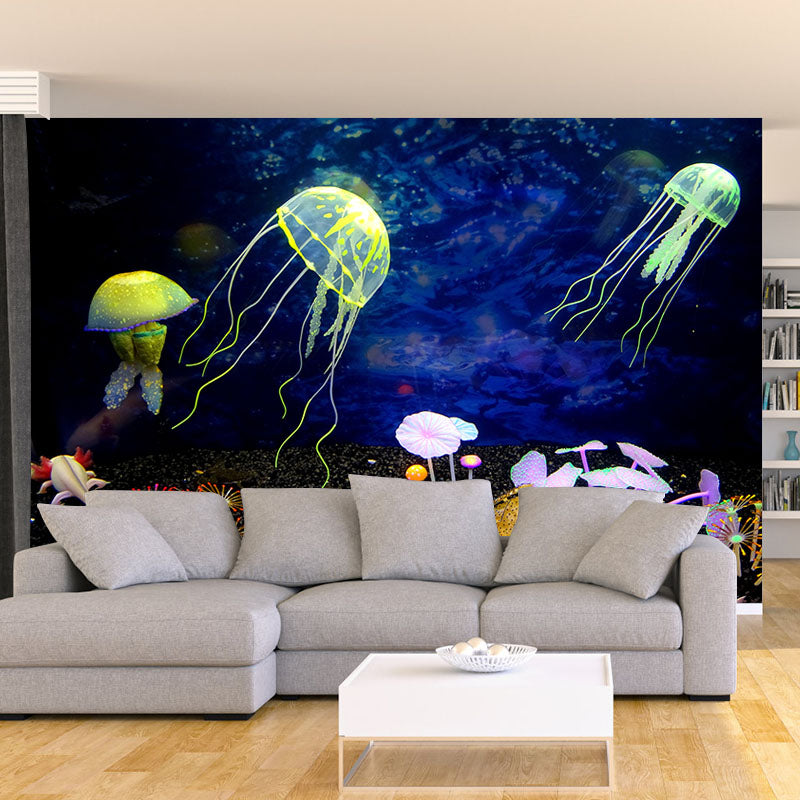 Seabed Creatures Mural Wallpaper for Playroom Stain Resistant, Personalized Size