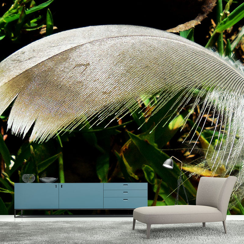 Minimalist Feather Mural Wallpaper Waterproofing Wall Covering for Sitting Room