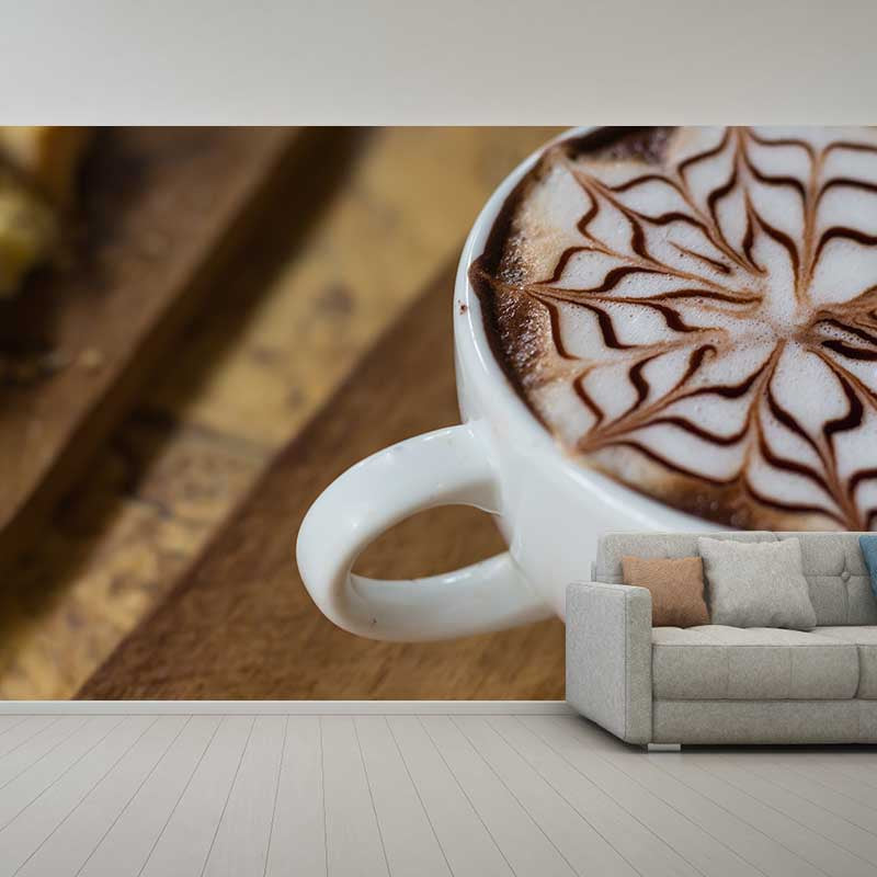 Full Size Coffee Mural Wallpaper Water Resistant Wall Covering for Coffee Shop