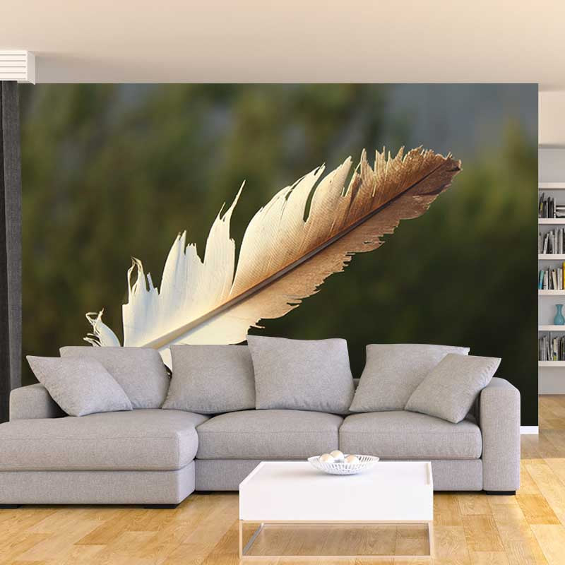 Feather Wall Mural Decal Girls' Bedroom Stain Resistant Wall Covering, Made to Measure