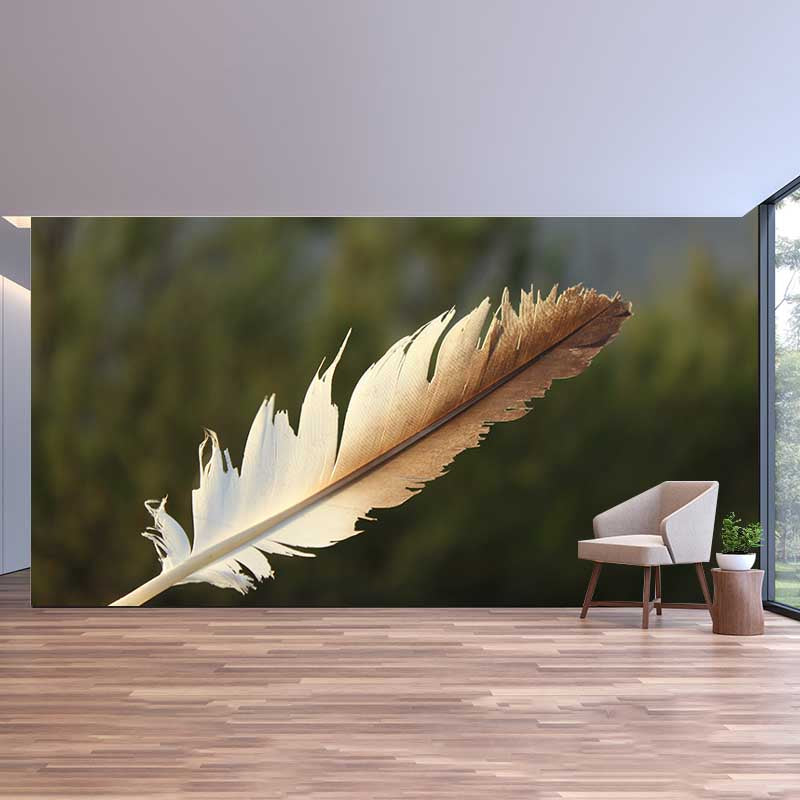 Feather Wall Mural Decal Girls' Bedroom Stain Resistant Wall Covering, Made to Measure