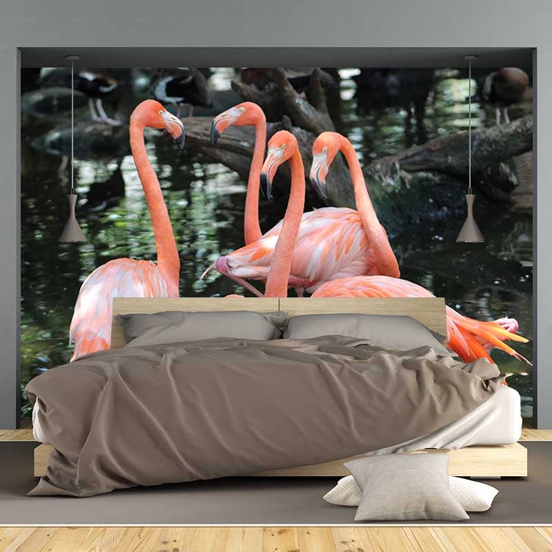 Full Size Flamingo Mural Wallpaper Stain Resistant for Home Wall Decor