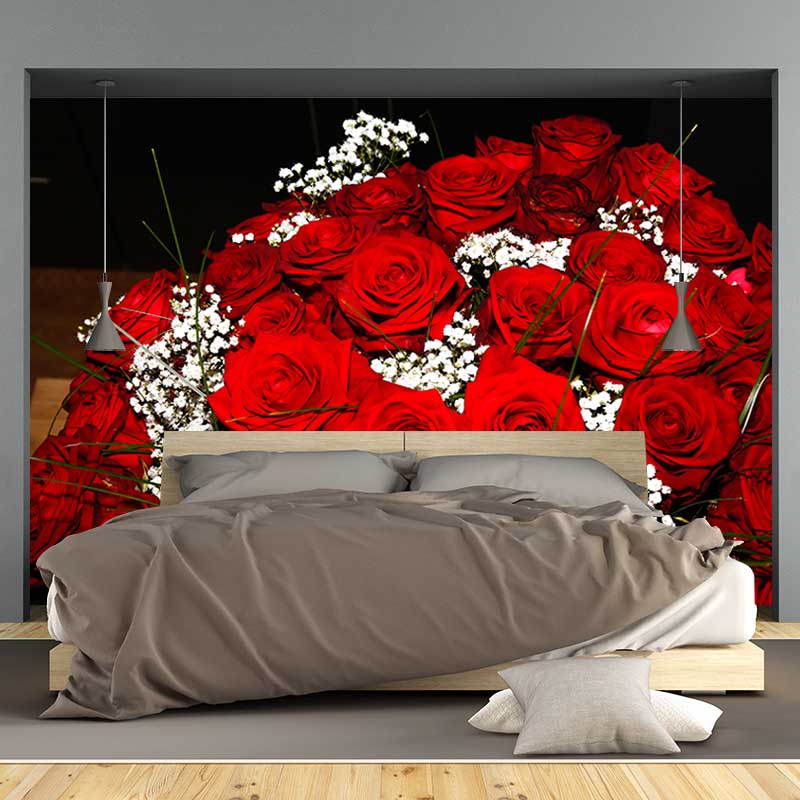 Elegant Rose Flower Mural Decal Girls' Bedroom Wall Covering, Personalized