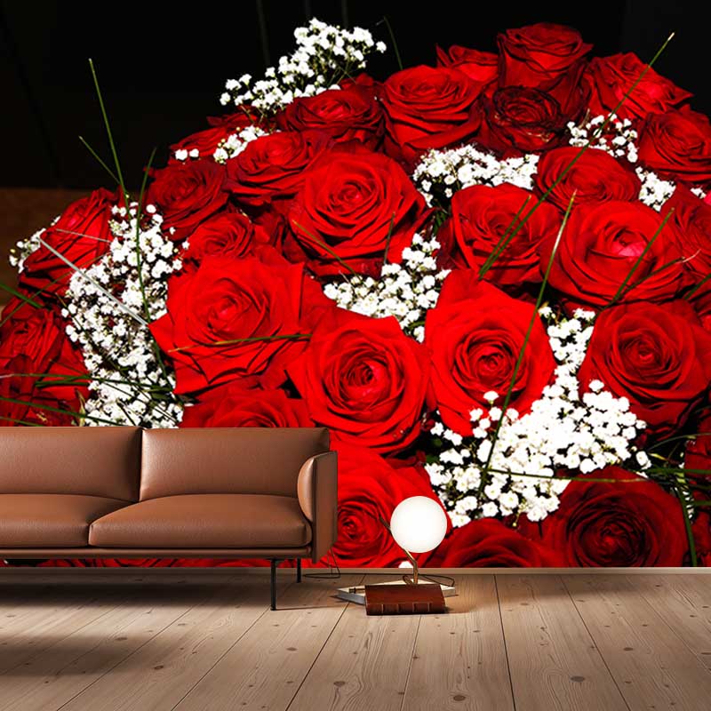 Elegant Rose Flower Mural Decal Girls' Bedroom Wall Covering, Personalized