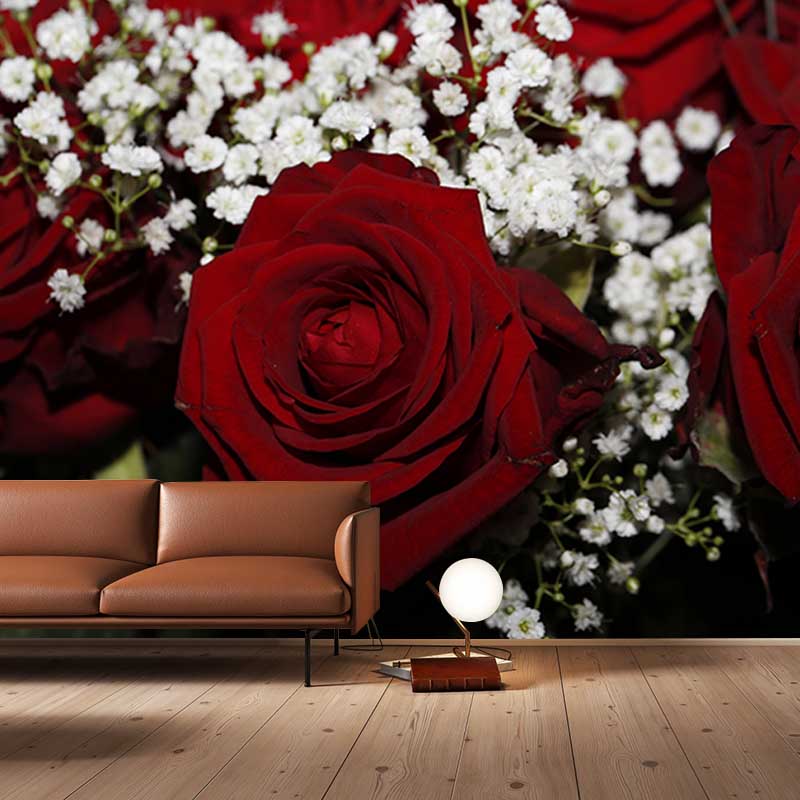 Elegant Rose Flower Mural Decal Girls' Bedroom Wall Covering, Personalized