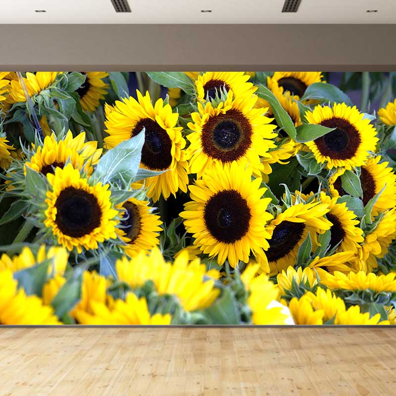 Sunflower Wall Decals Removable Yellow Flower Wall Covering for Sitting Room