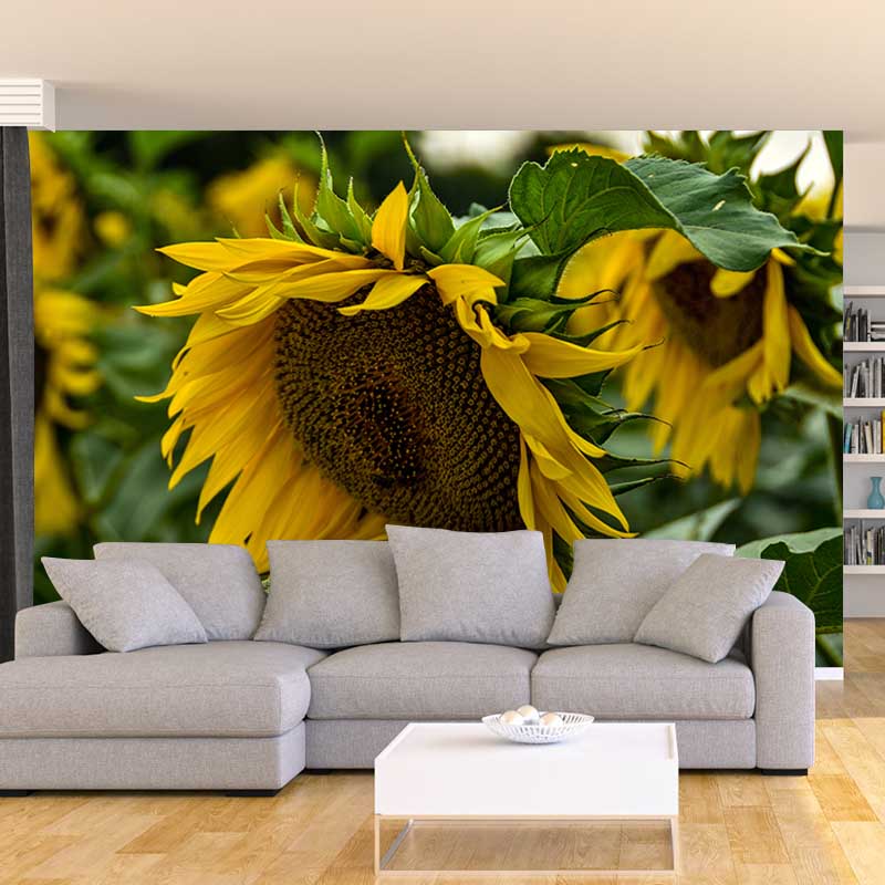 Sunflower Wall Decals Removable Yellow Flower Wall Covering for Sitting Room