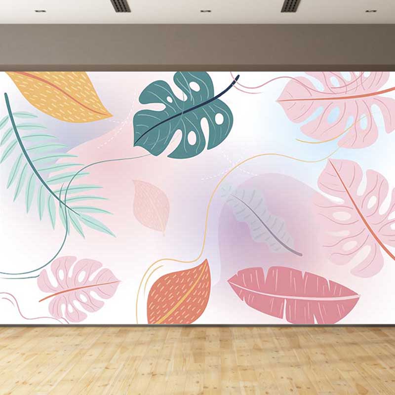 Plant Illustration Contemporary Wall Covering for Sleeping Room, Custom Size