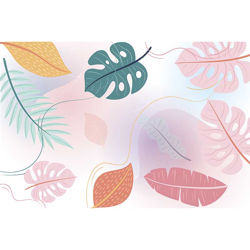 Plant Illustration Contemporary Wall Covering for Sleeping Room, Custom Size