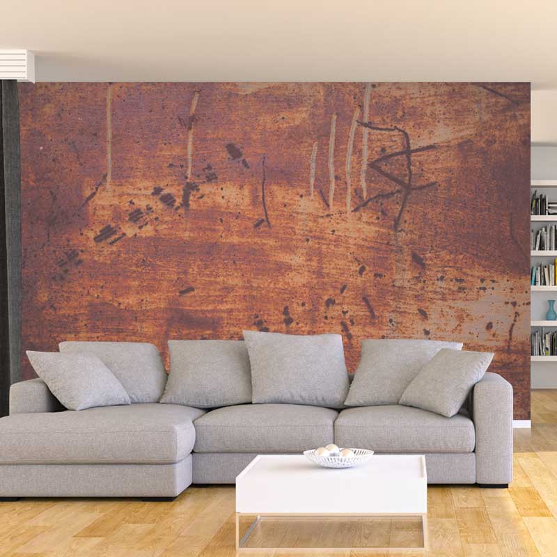 Rusty Metal Mural Wallpaper Moisture Resistant in Dark Color, Custom Size