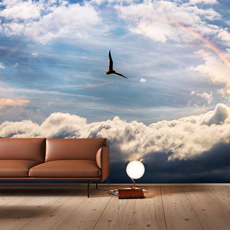 Rainbow Sky Murals Wallpaper for Bedroom, Waterproofing, Custom Size Available