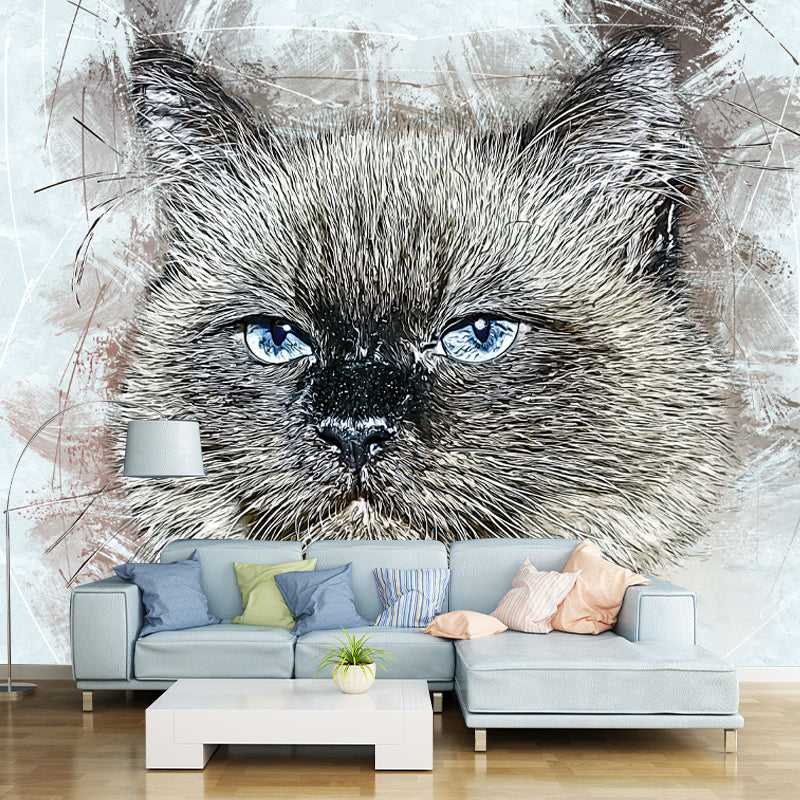 Animal Illustration Mural Wallpaper Stain Resistant Wall Covering for Living Room