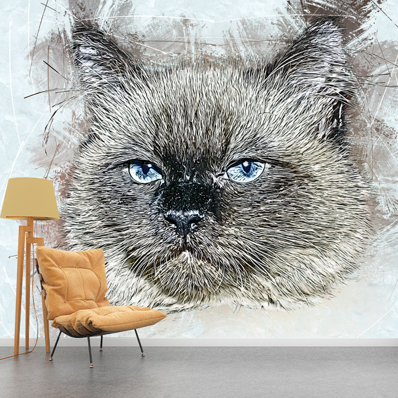 Animal Illustration Mural Wallpaper Stain Resistant Wall Covering for Living Room
