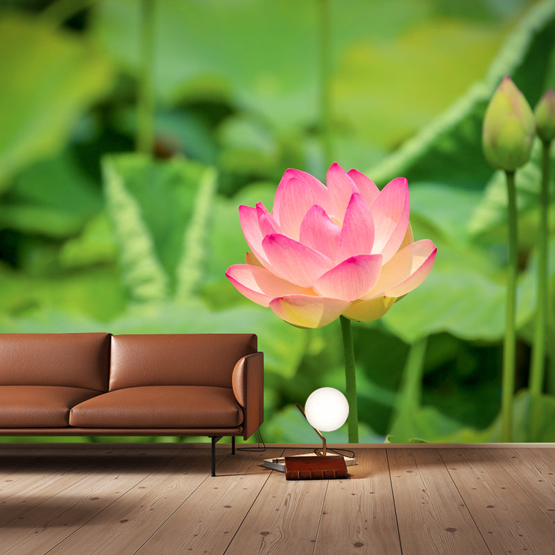 Water Plant Lotus Wall Mural Decal Water Resistant, Custom Size Available