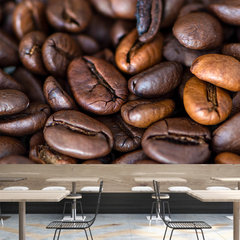 Coffee Beans Stain Resistant Coffee Shop Wall Covering, Made to Measure