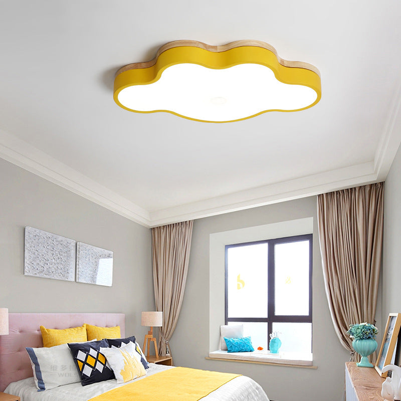 Lámpara de techo de macarrón de hierro forjado, montaje empotrado LED de nube acrílica, estilo nórdico moderno, para dormitorio