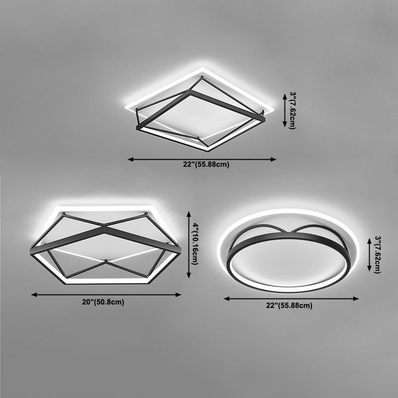 Plafonnier LED en acrylique noir et blanc, plafonnier géométrique en fer de Style concis moderne
