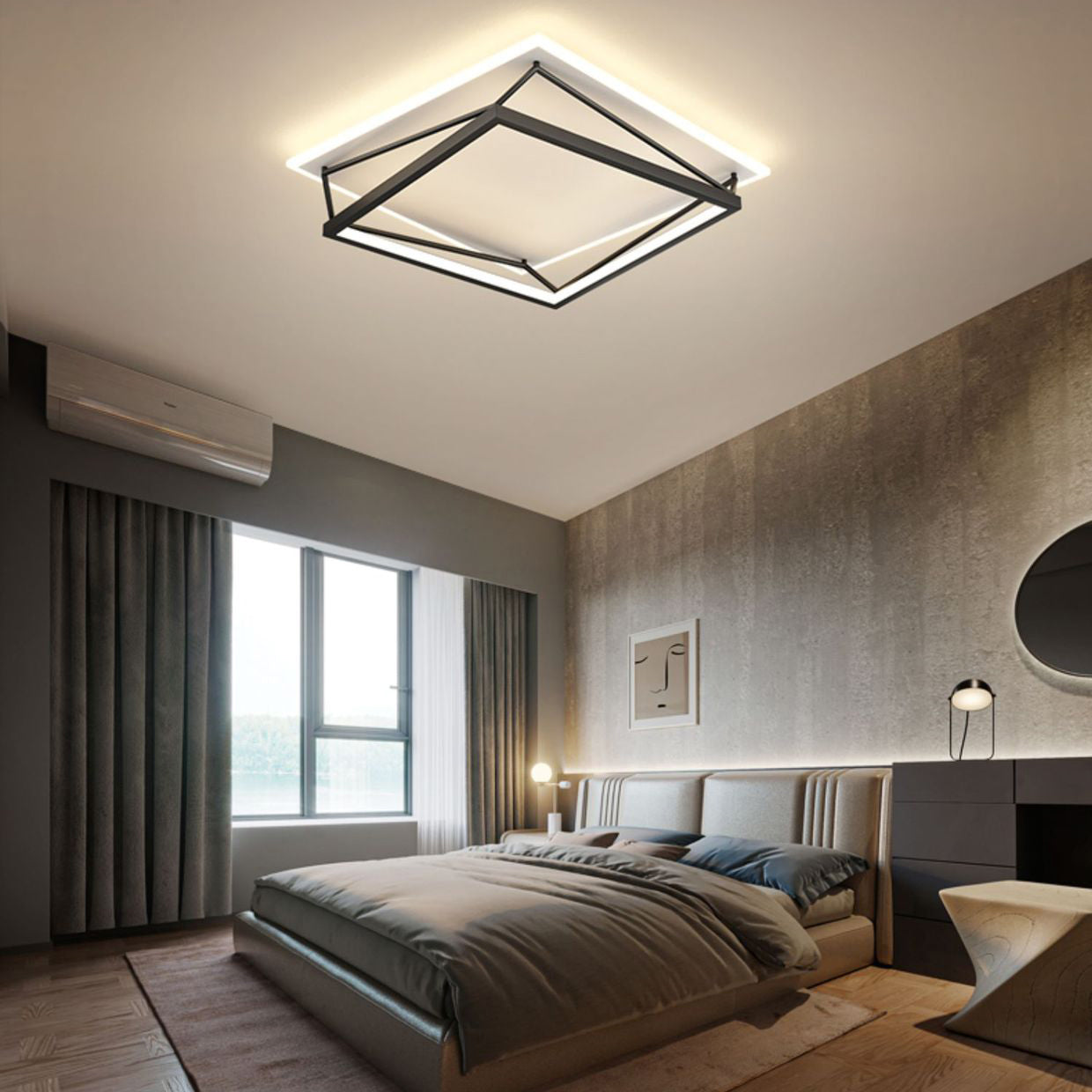 Plafonnier LED en acrylique noir et blanc, plafonnier géométrique en fer de Style concis moderne