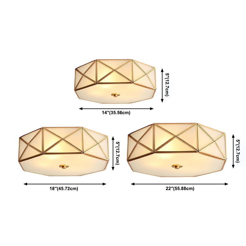 Plafonnier en verre et laiton de Style rétro colonial, plafonnier géométrique en cuivre pour le salon