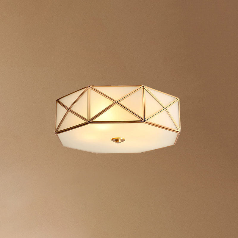 Plafonnier en verre et laiton de Style rétro colonial, plafonnier géométrique en cuivre pour le salon