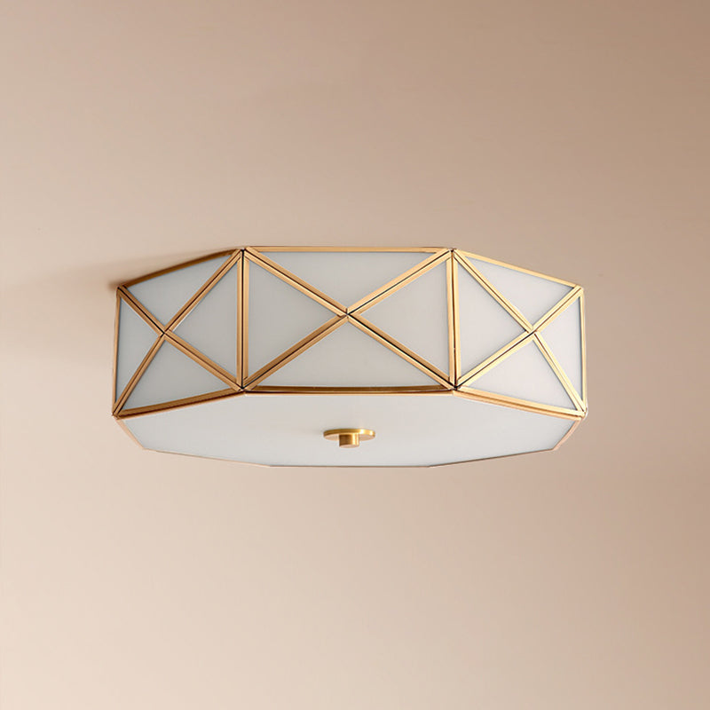 Plafonnier en verre et laiton de Style rétro colonial, plafonnier géométrique en cuivre pour le salon