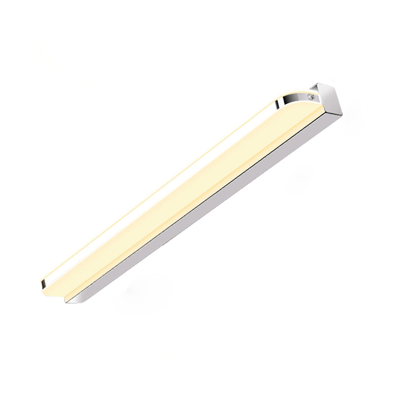 1-Light Linear Shade Wall Sconce Modern Simple Style Mirror Wall Lighting in Silver