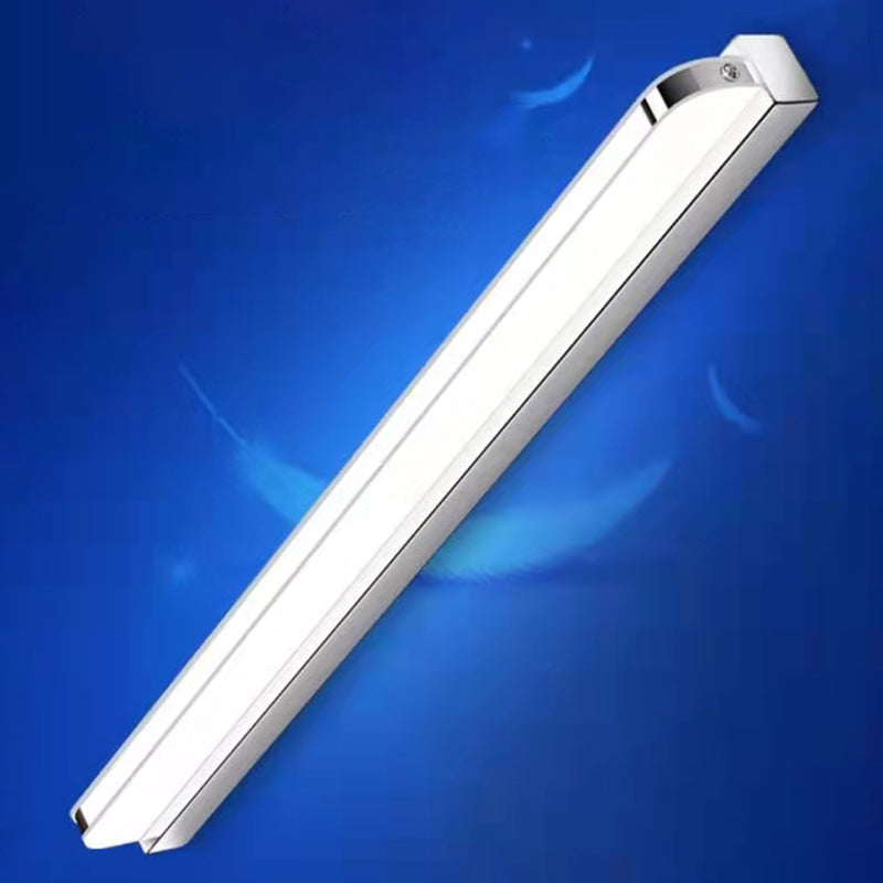 1-Light Linear Shade Wall Sconce Modern Simple Style Mirror Wall Lighting in Silver