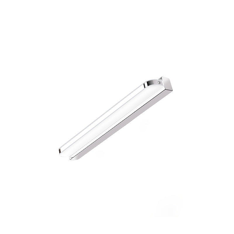 1-Light Linear Shade Wall Sconce Modern Simple Style Mirror Wall Lighting in Silver