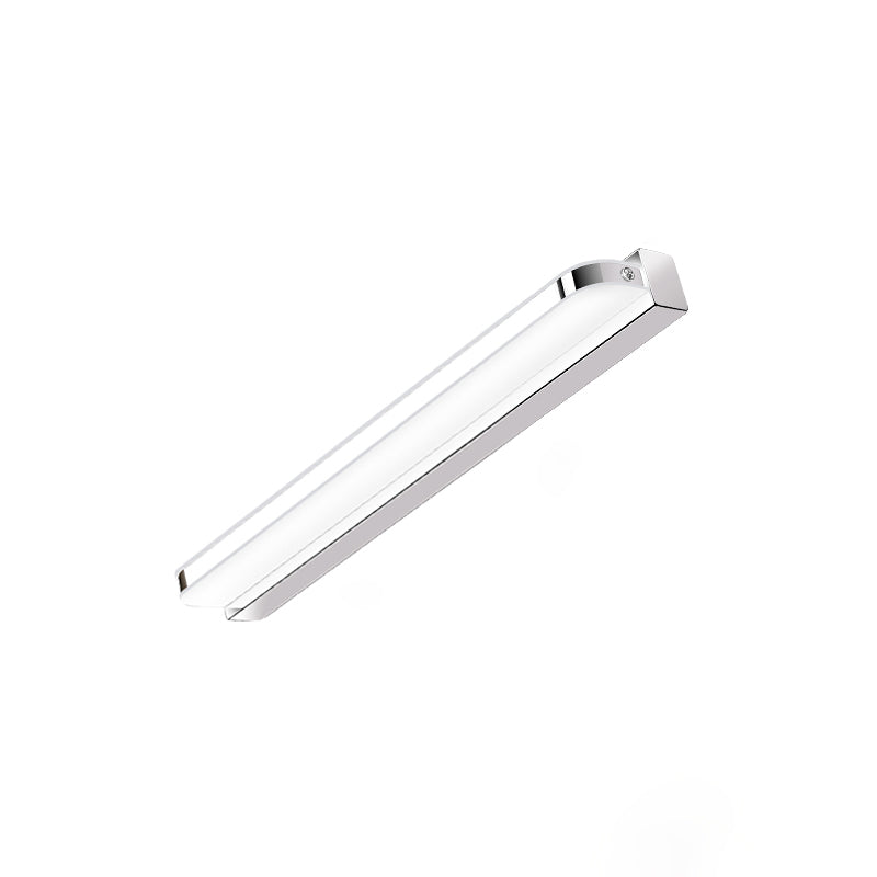 1-Light Linear Shade Wall Sconce Modern Simple Style Mirror Wall Lighting in Silver