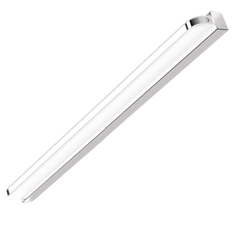 1-Light Linear Shade Wall Sconce Modern Simple Style Mirror Wall Lighting in Silver