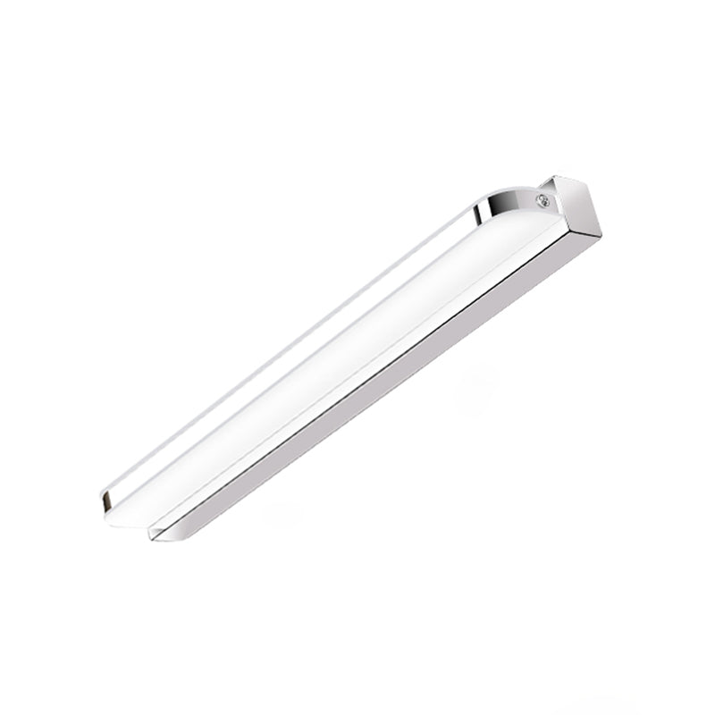 1-Light Linear Shade Wall Sconce Modern Simple Style Mirror Wall Lighting in Silver