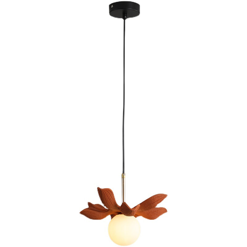 Indoor Globe White Glass Hanging Light, Simple Hanging Lamp with Flower Top