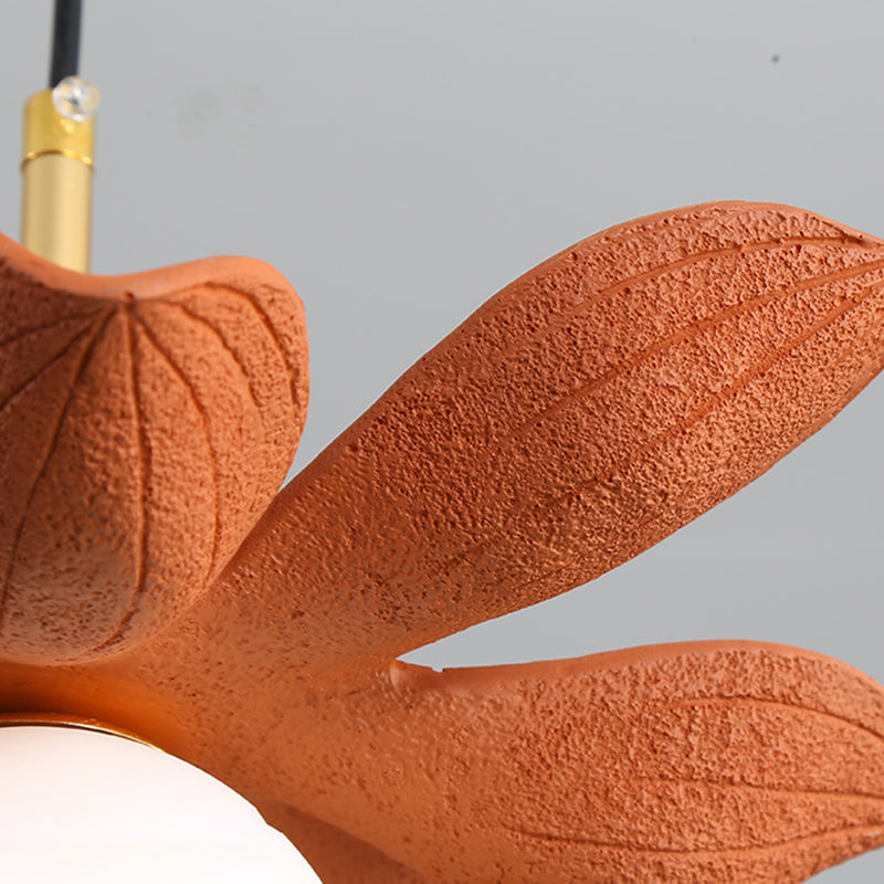 Indoor Globe White Glass Hanging Light, Simple Hanging Lamp with Flower Top