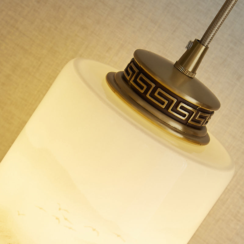 Marble Hanging Lamp, Nordic Cylinder Shade Pendant Lighting for Living Room