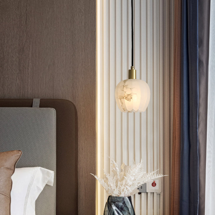 Minimaliste de style tambour grappe pendentif lumineuse, plafonnier multi-pendentif en marbre