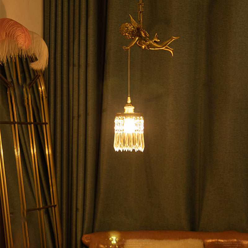 Luxury Indoor Pendant Light, Metal Angel Top 1-Light Pendant Lighting in Brass Color