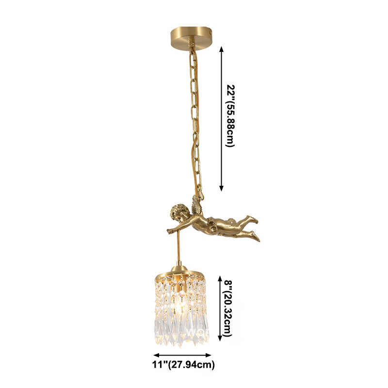 Luxury Indoor Pendant Light, Metal Angel Top 1-Light Pendant Lighting in Brass Color