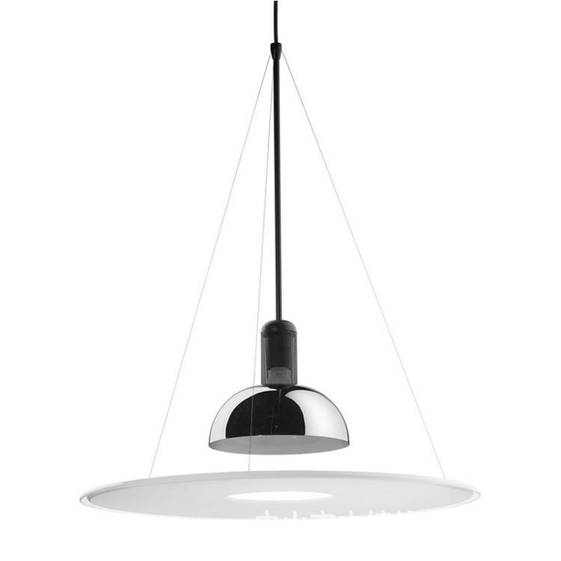 Minimalist Indoor Pendant Light, Dome Shade Metal 1-Light Pendant Lighting with Disk Under
