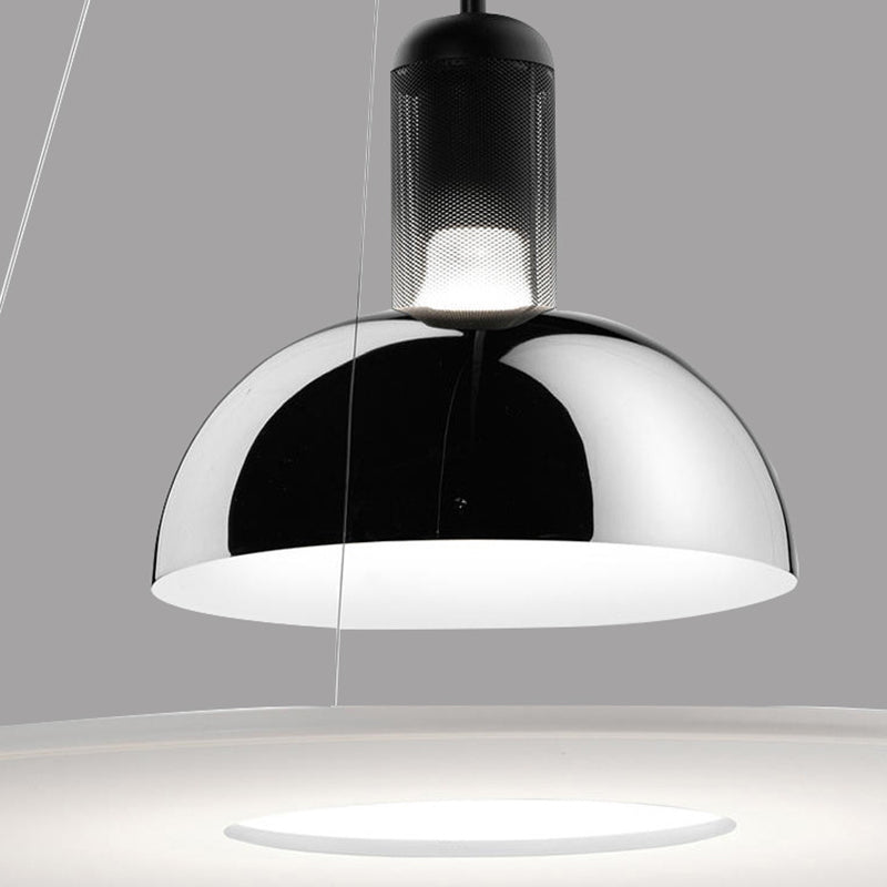 Minimalist Indoor Pendant Light, Dome Shade Metal 1-Light Pendant Lighting with Disk Under